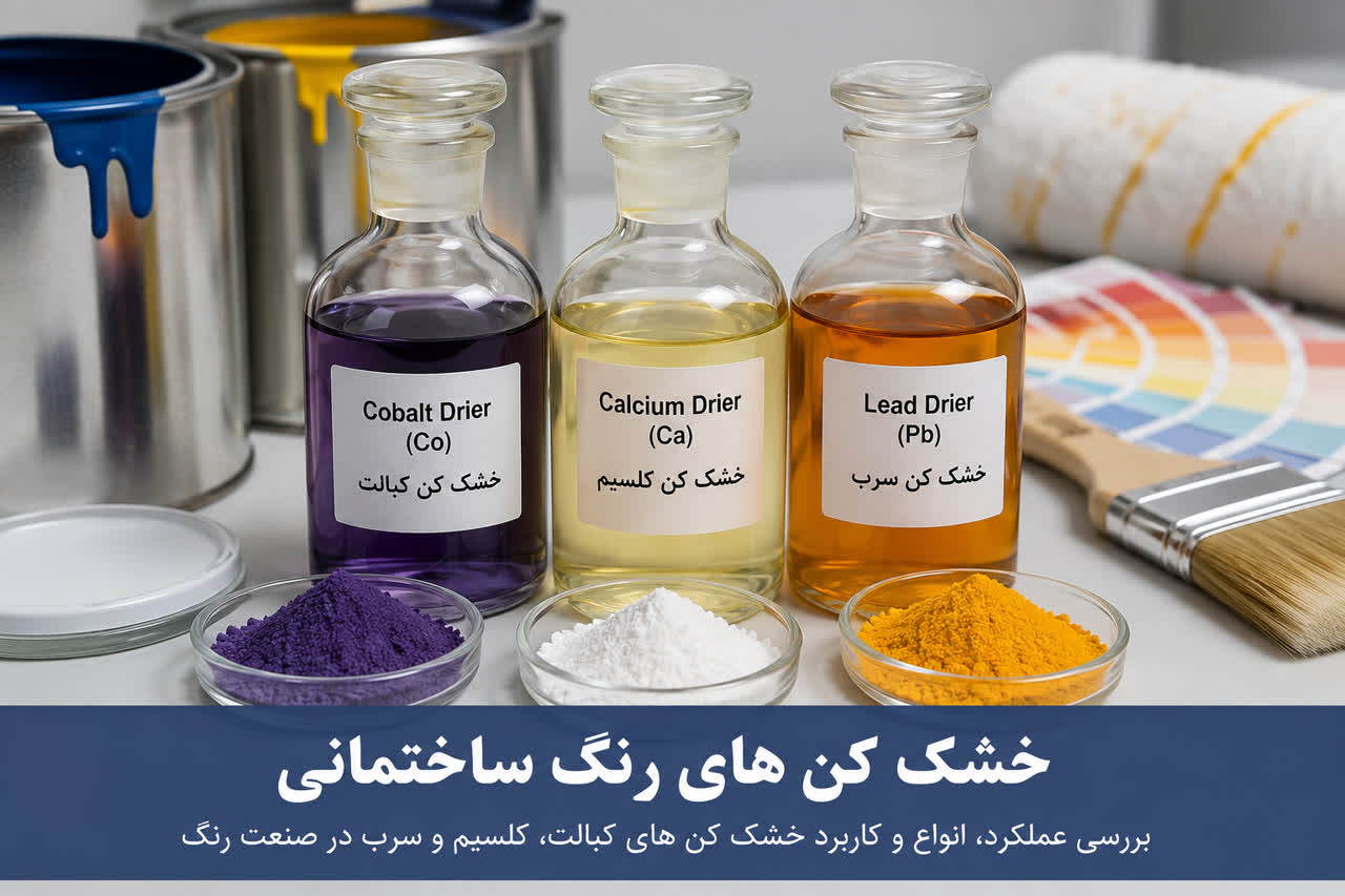 خشک کن رنگ ساختمانی شامل خشک‌کن‌های کبالت، کلسیم و سرب مورد استفاده در رنگ‌های آلکیدی